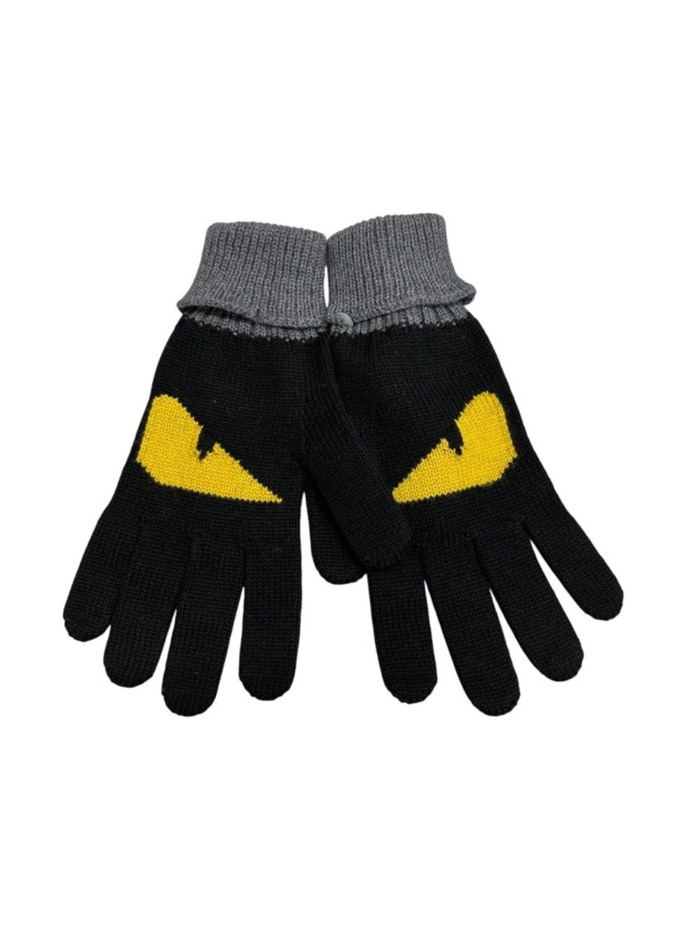 Fendi Bag Bugs Black Gray Knit Gloves